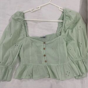 Zara light green crop top